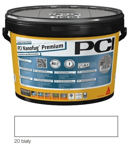 PCI Nanofug® Premium - nr 20 biały - elastyczna, cementowa zaprawa do spoinowania 5 kg