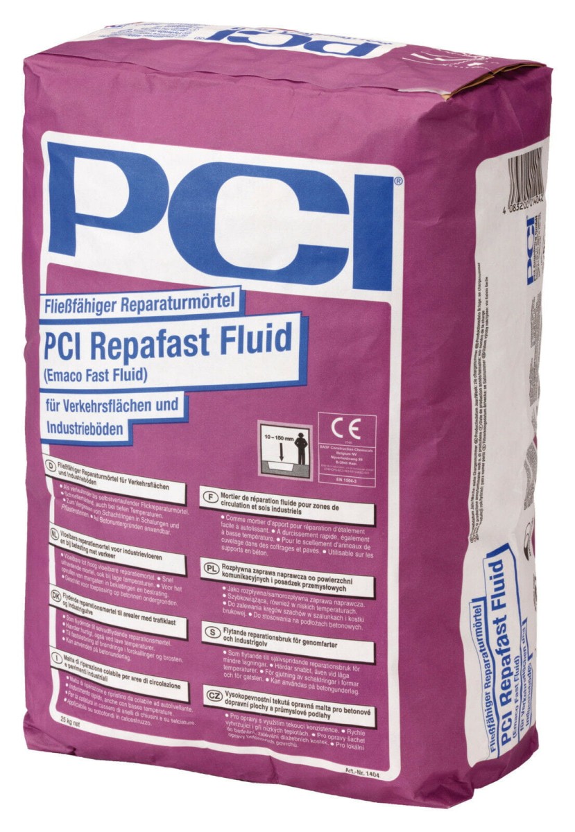 PCI Repafast FLUID - Wysokowytrzymała, rozpływna zaprawa naprawcza do nawierzchni komunikacyjnych i przemysłowych 25kg